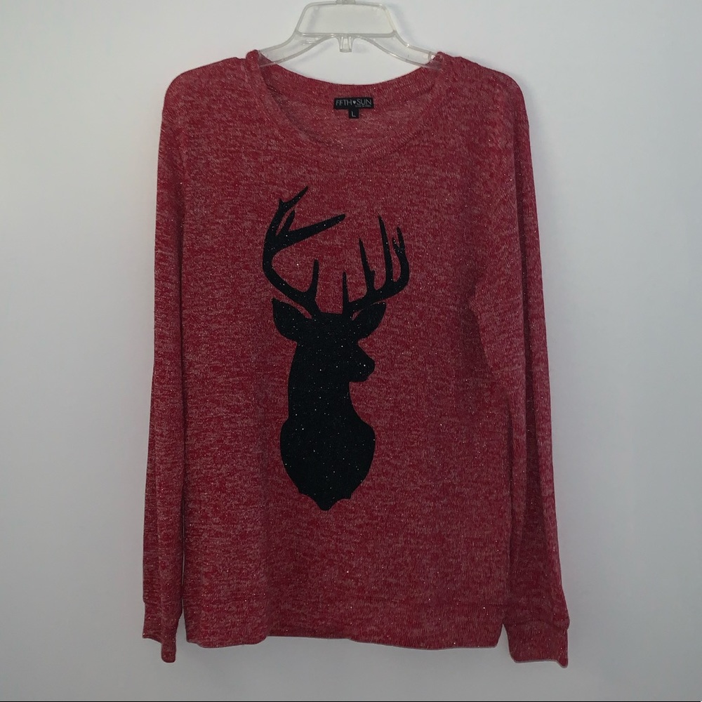 “Fifth Sun” Sparkly Red Deer Top